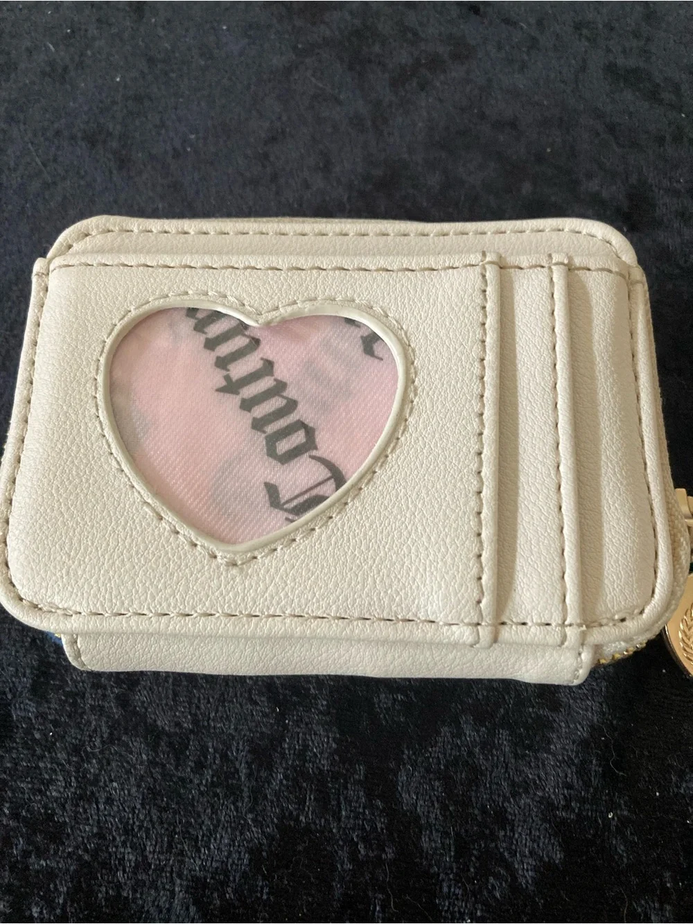 Juicy Couture Navy Velour Card Holder Wallet with Gold Chain & Charm